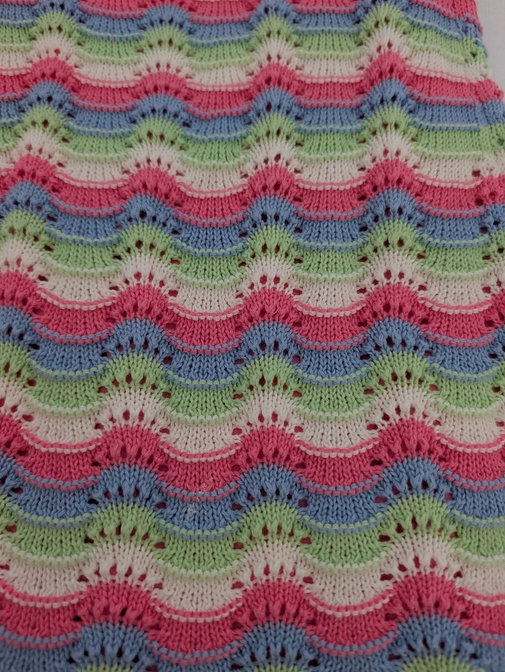 Chloe + Jasmine Girls Dress Size 5 Crochet Striped Pink & Pastel Waves